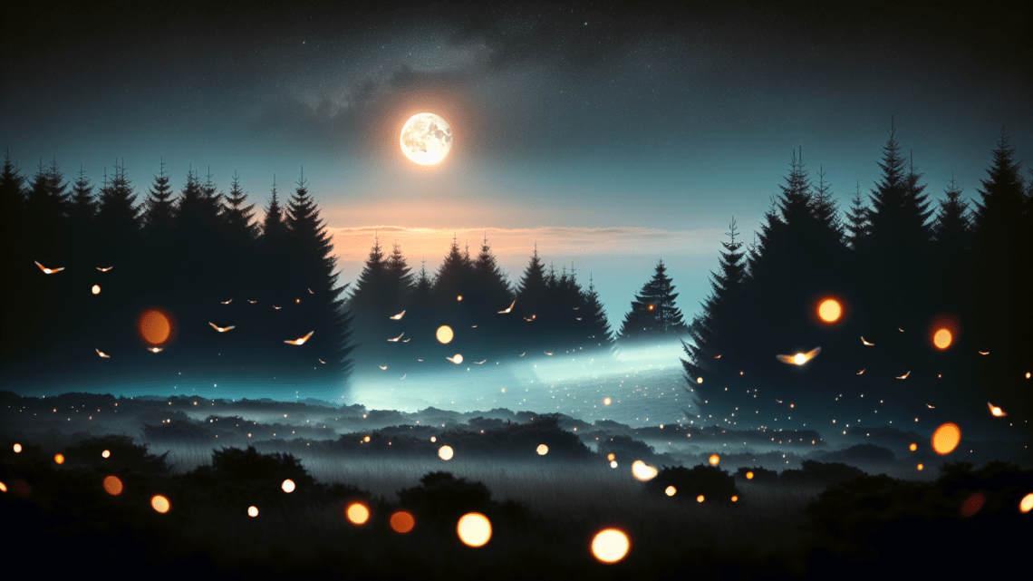 Beobachtung der Glühwürmchen bei Nacht in den Wäldern von Dartmoor