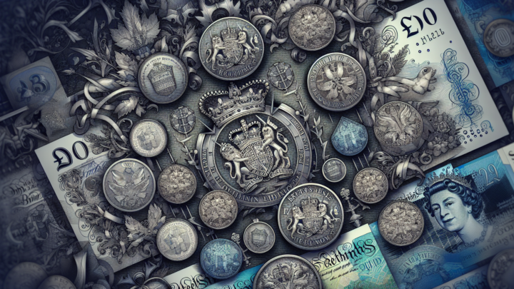 die Kunst britischer Münzen und Banknoten