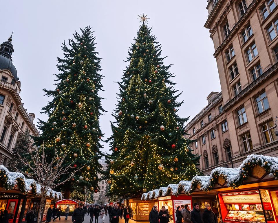 Londoner Weihnachtsbäume an berühmten Standorten