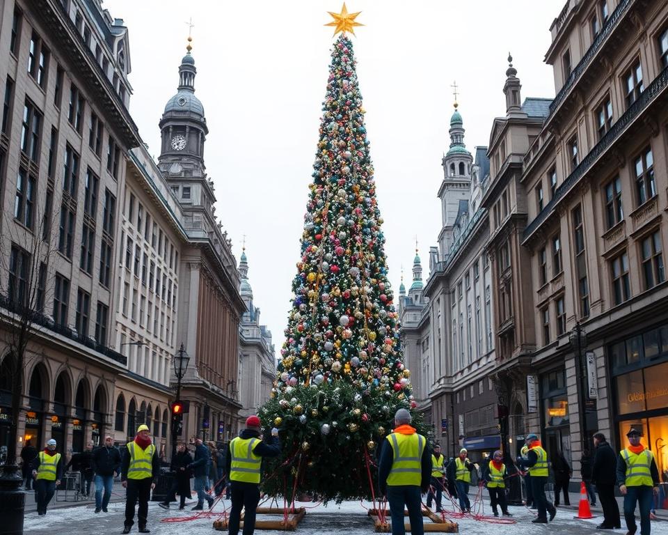 Weihnachtsbaum-Aufstellung in London