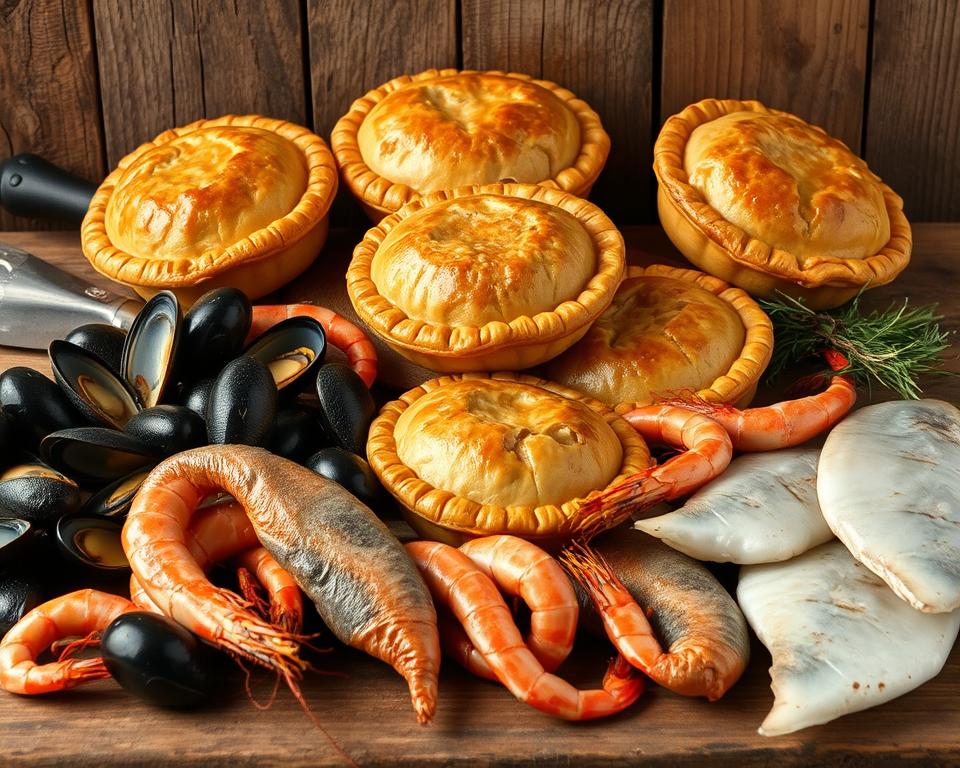 Cornish Pasties und Cornwall Meeresfrüchte