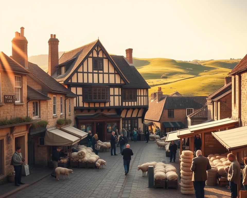 Historische Woolhandel in den Cotswolds Historische Woolhandel in den Cotswolds