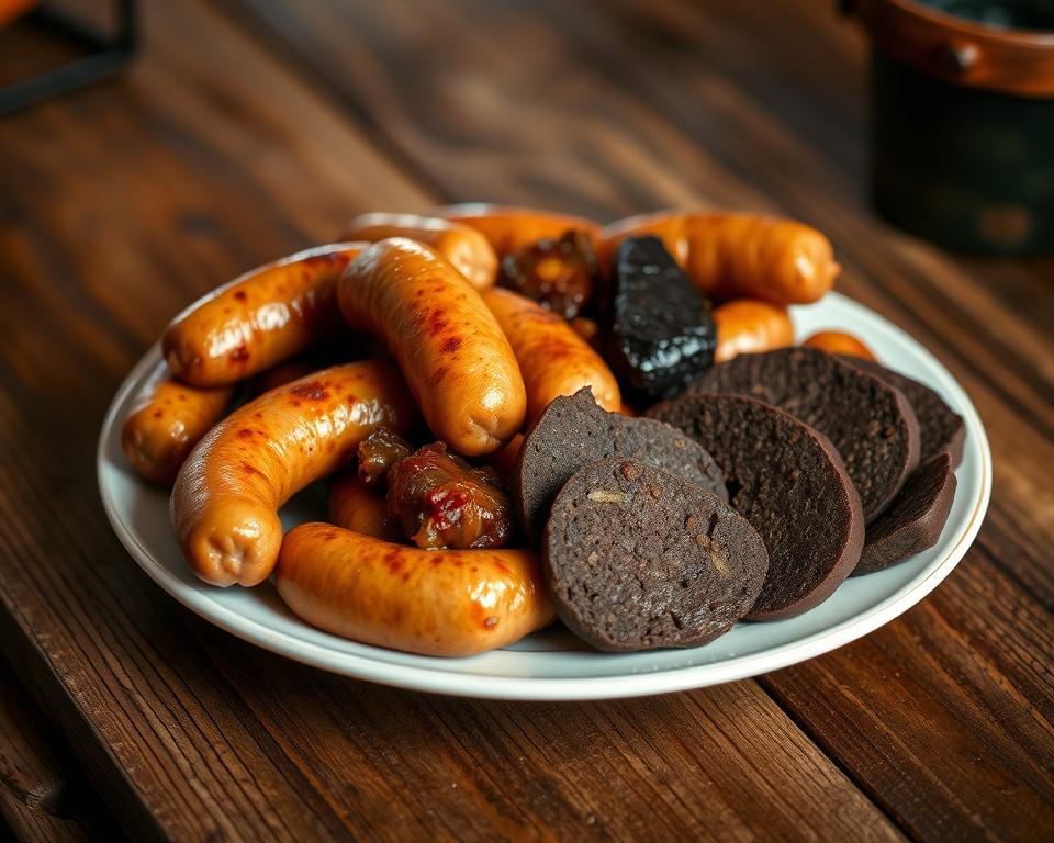 Irische Würstchen und Black Pudding