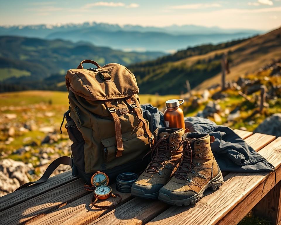 Wanderausrüstung für Bergbesteigung