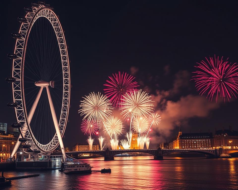 Silvester Feuerwerk London Eye